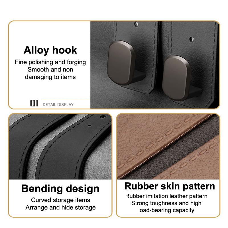 2 i 1 Bil Nakkestøtte Krok Premium Semsket Baksete Hengende Dobbel Krok 15 kg Stor Bærende Legeringskrok Henger Universell