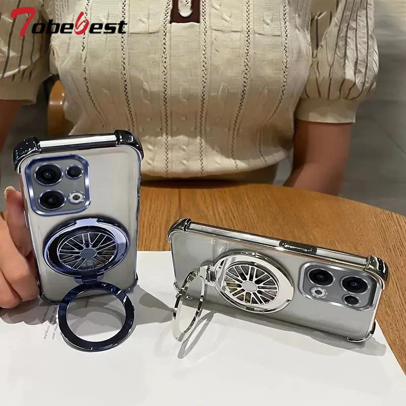 Gyro phone holder Case For OPPO Reno 13 Pro 13F fundas Clear Shockproof Plating Phone Cover