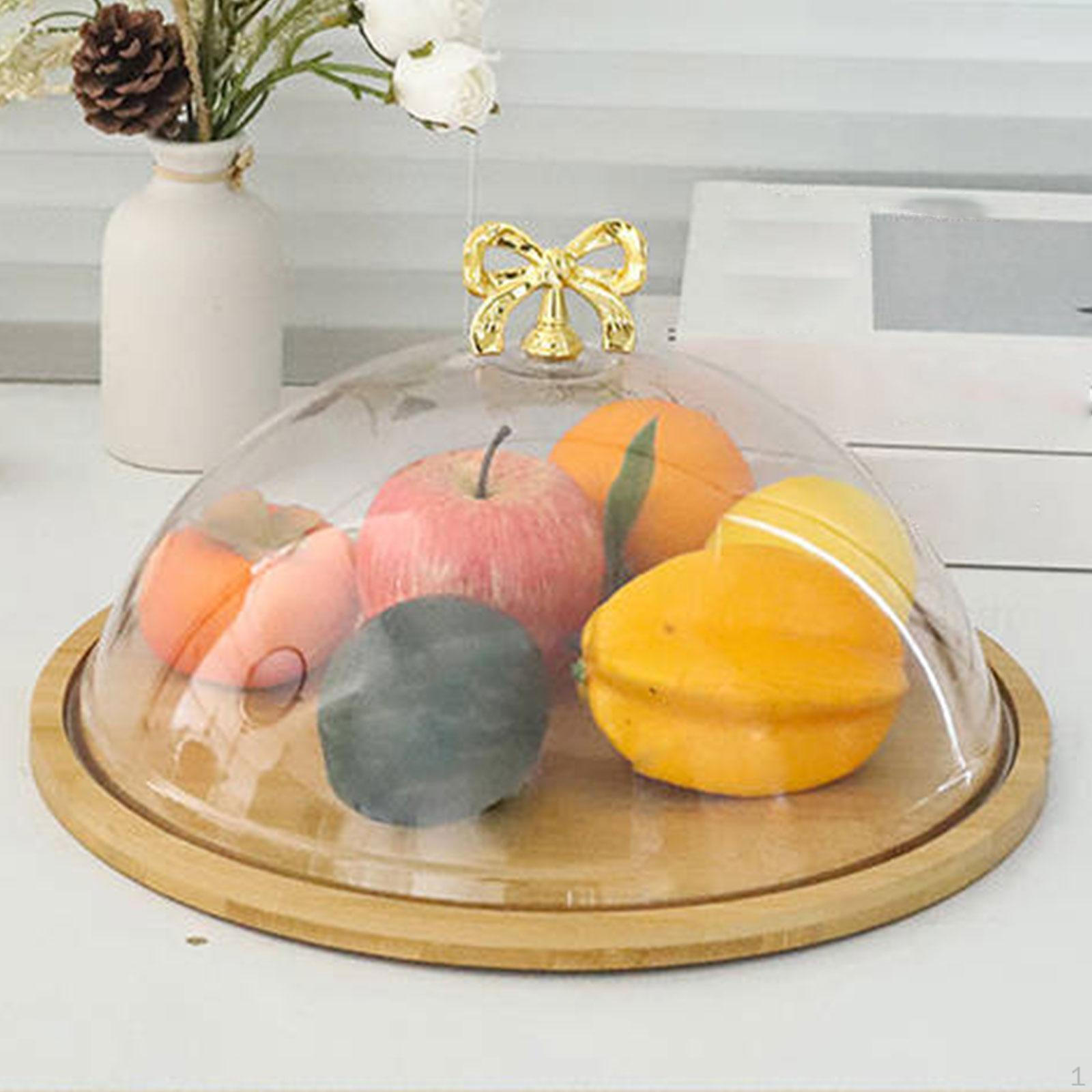 

Бамбуковая подставка для торта с куполом, тарелка-дисплей, держатель, пылезащитная, для закусок, столовая посуда, хлеб L