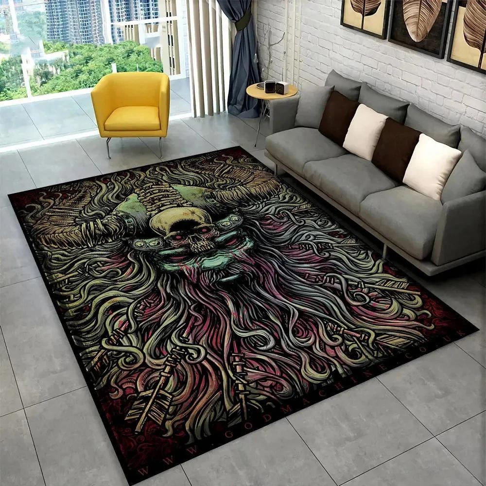 Nordic Viking Mythology Odin Valhalla Carpet Rug for Home Living Room Bedroom Sofa Doormat Decor,kid Area Rug Non-slip Floor Mat