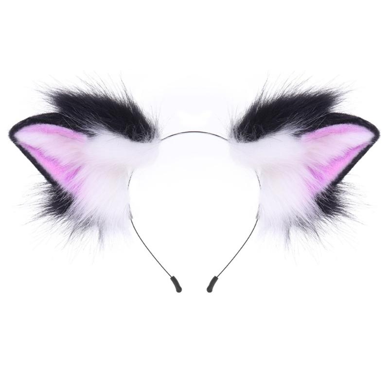 Realistic Kitten Ears Hairband Furry Headbands Plush for Coser Role Play and Photography Props