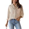 Women's Collared Long Sleeve Striped Button Down Loose Fit Casual Blouse Shirt
