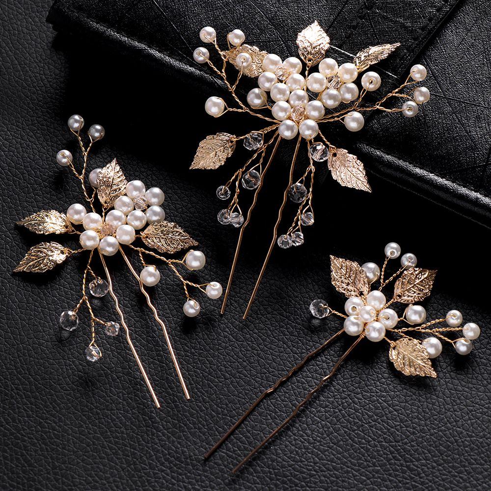 1/2/3PCS Pearls Hair Jewelry Wedding Hair Clips Women Hairpins Headwear Headpieces