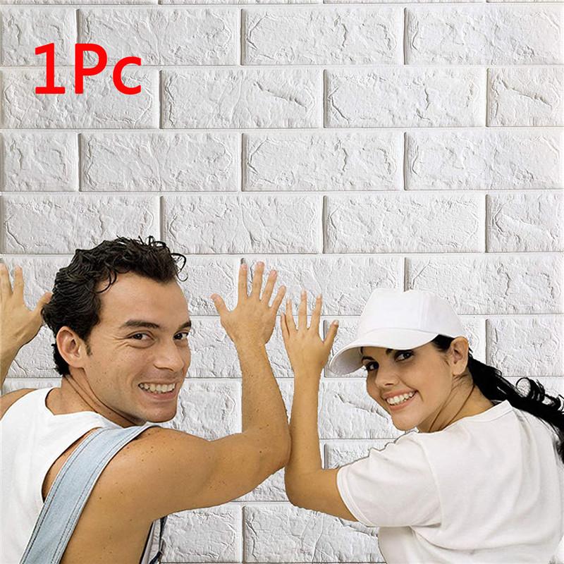 1Pc White Brick 3D Wall Panels Peel and Stick Wallpaper for Living Room Bedroom Background Wall