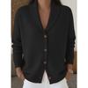 Damen S Strick Cardigan V-Ausschnitt Knopf Langarm Locker Faul Stil Einfarbig Pullover
