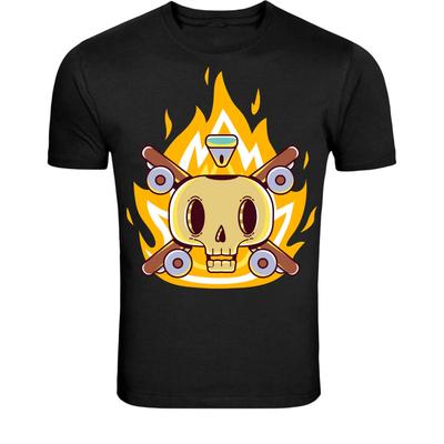 Flaming Skull Skateboard T-Shirt - Extreme Skater Graphic Tee