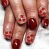 24Pcs Simple Square False Nails Short French Fake Nails Press On Colorful Flowers Design Full Cover Nail Tips Manicure Tools