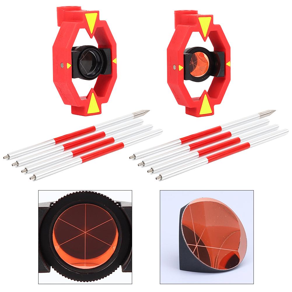 Total Station Measuring Rod Kit Aluminum Alloy 4 Pole 17.5mm Constant Glass Mirror For Surveying Tunnel Mining Highway Inspectio