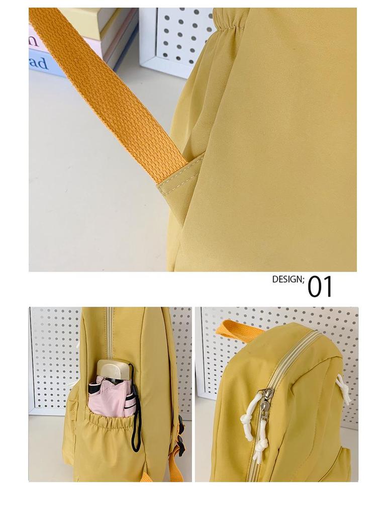 Korean Style Solid Color Nylon Lightweight Backpack - Versatile Casual Schoolbag for Students 2025, Unisex