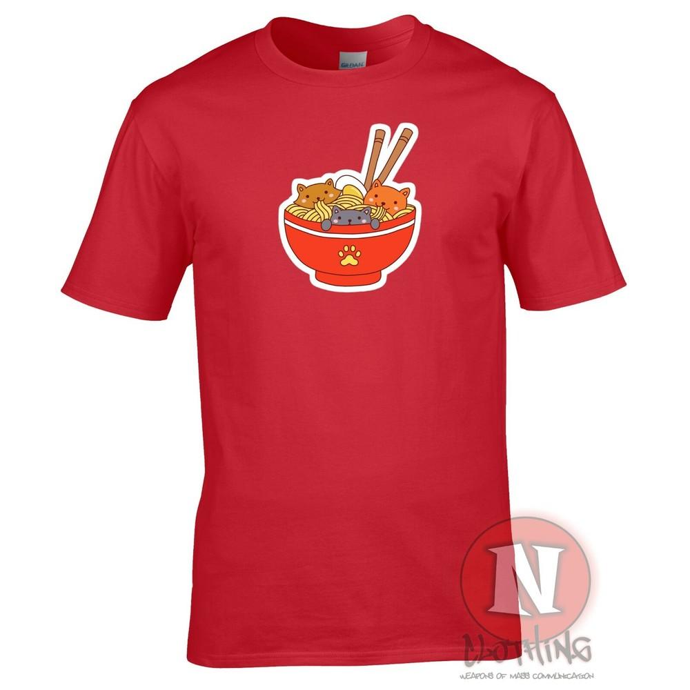Cute Kittens In Raunisex TShirt Japanese Asian Noodles Cat Feline Kawaii Tee S