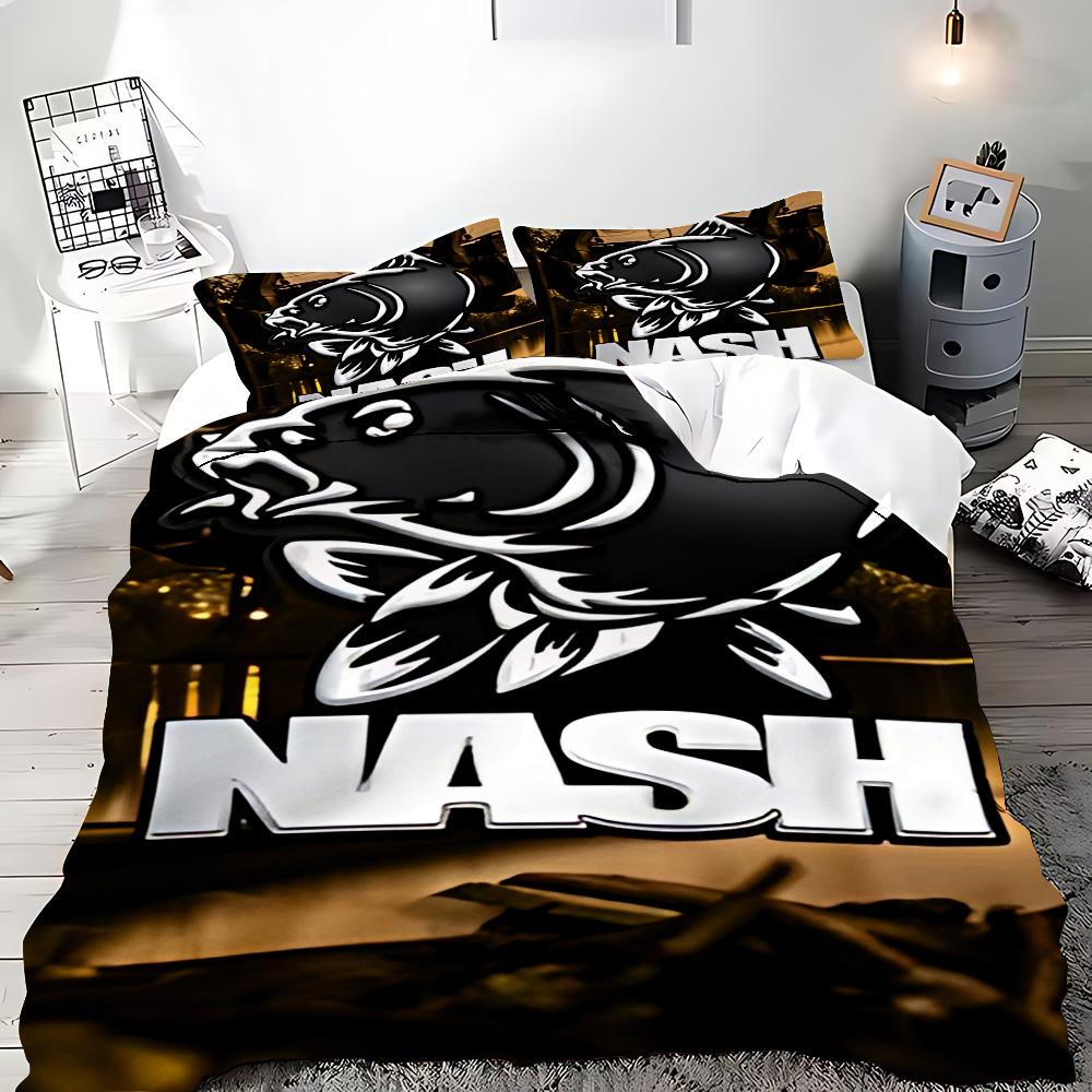 Nash Fishing Logo Bettbezug Kissenbezug Bettwäscheset Erwachsener Junge Mädchen Schlafzimmer Dekoration Kinder Geschenk Einzel Doppel Große Größe