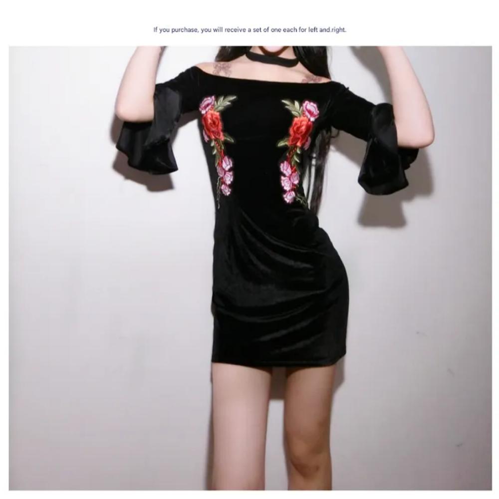 Broderimerke/Våpen. Par (2-30*10.5) Stor blomsterdeko