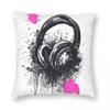 Headphones Music DJ Square Pillowcase Polyester Linen Velvet Printed Zip Decor Home Cushion Cover