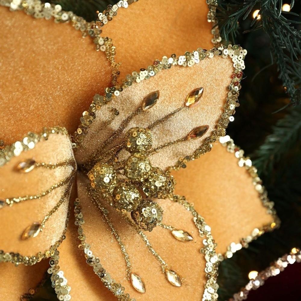 Simulation Artificial Flower 26cm Poinsettia Flower Xmas Tree Pendants  Christmas Celebration