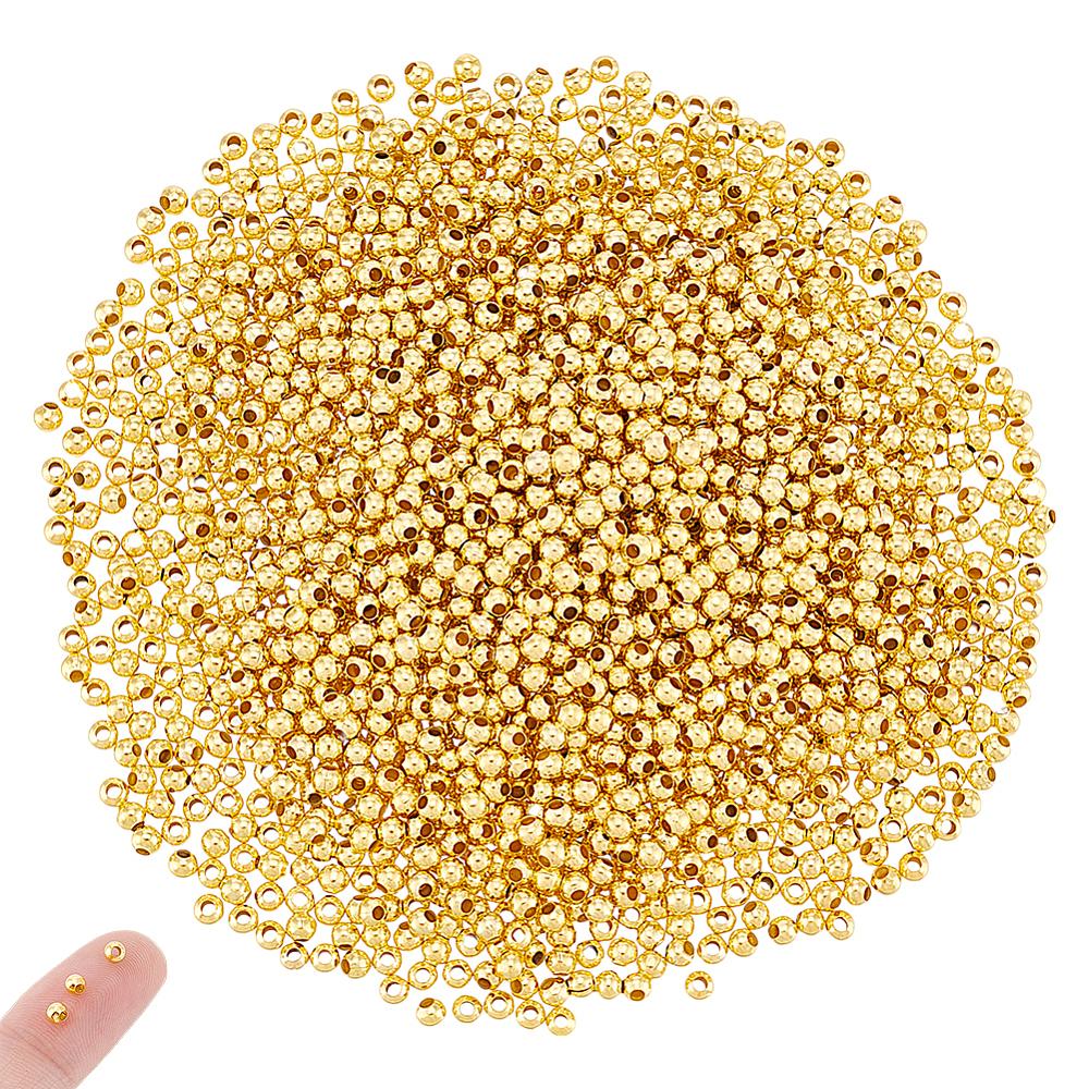 Iron Spacer Beads, Round, Golden, 3x3mm, Hole: 1.2mm, 2000pcs/set