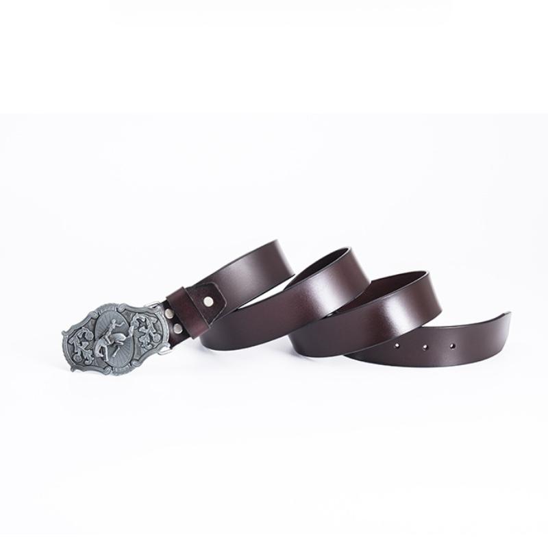 Antikes Kostüm Schauspieler Rindsleder Gürtel Gentleman Identitätsgürtel Gürtel Taillengürtel Zweilagiges Leder Schwarz Kaffee Gürtel