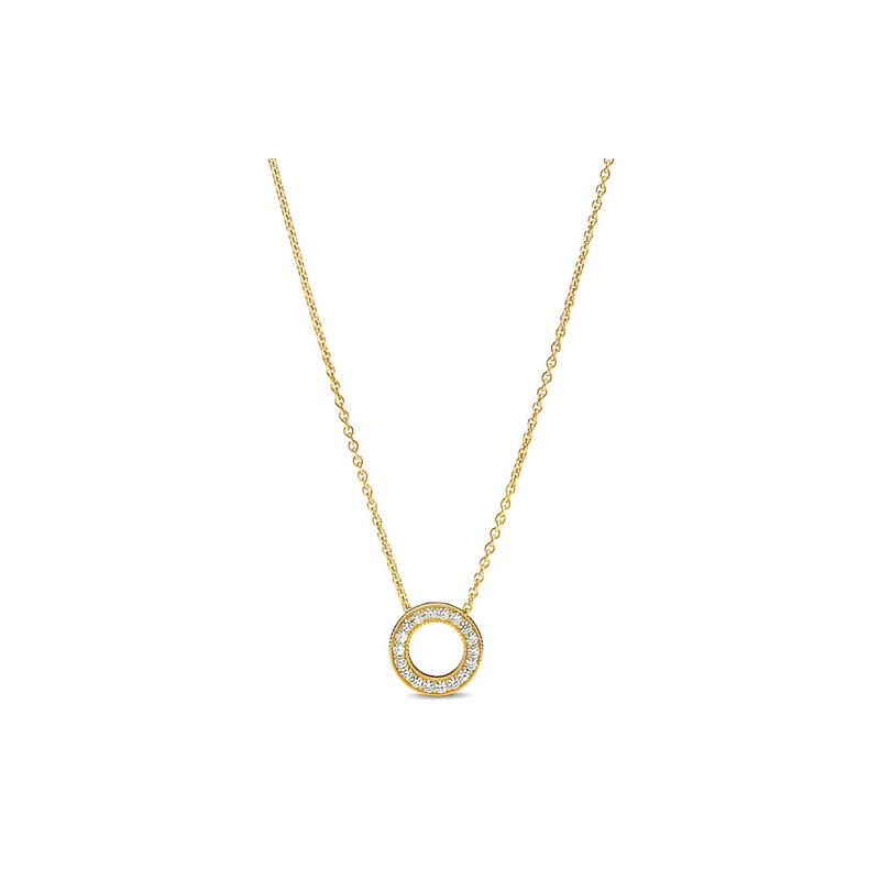 Pandora Logo Pavé Pave Clavicle Chain Alloy Necklace Women s 367436C01 золотой