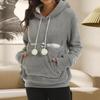 Felpa con cappuccio da donna, grande, con marsupio, autunno inverno, casual, per cani e gatti