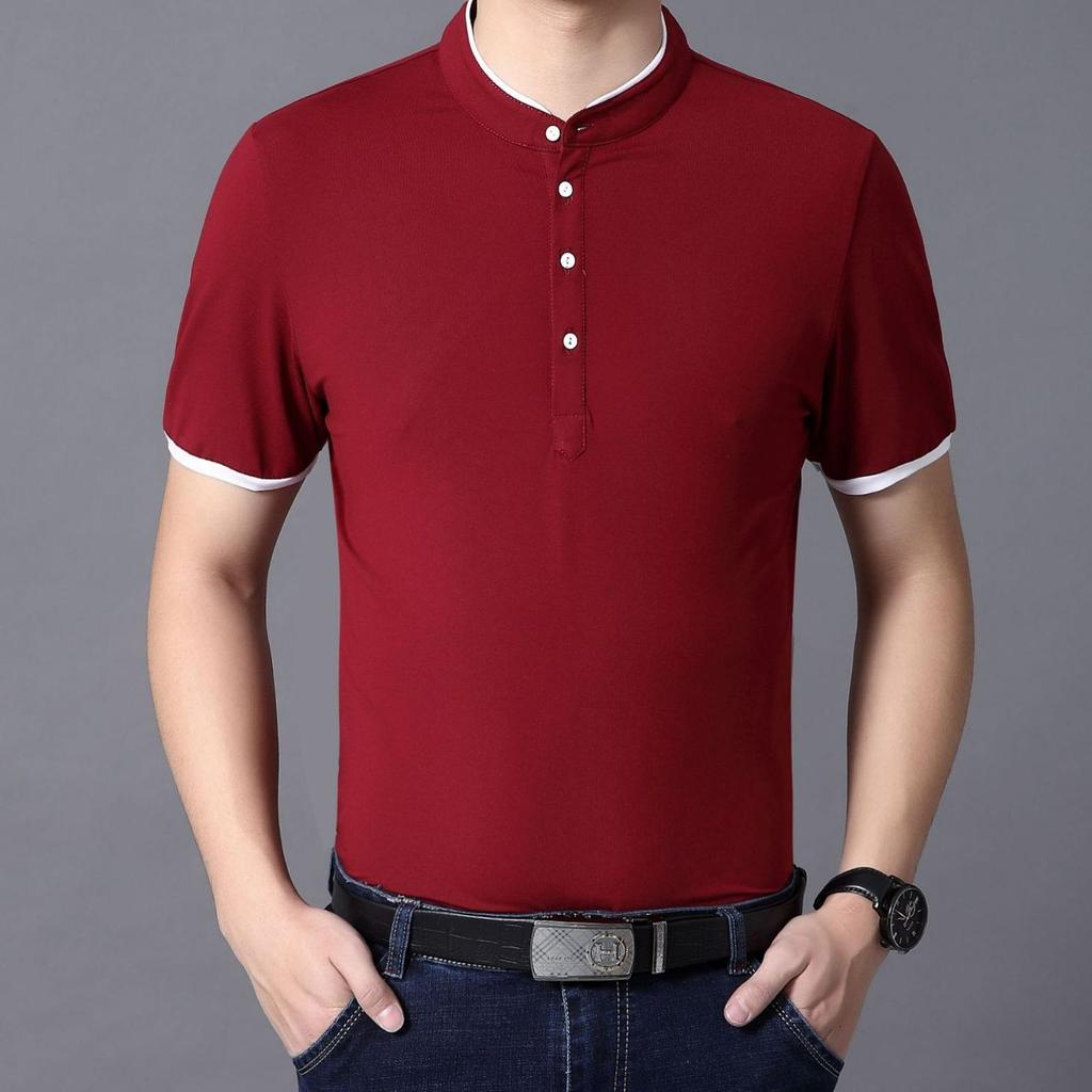 Men's Round Neck Cotton Casual T-Shirt - Solid Color Summer 2025