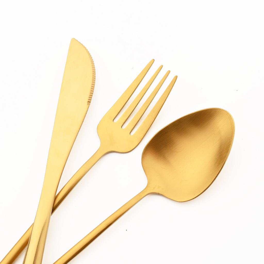 Gull bestikksett matt 304 rustfritt stål servisesett Kniv Kakegaffel Skjepinner Sølvtøy Kjøkkenbestikk Bestikk