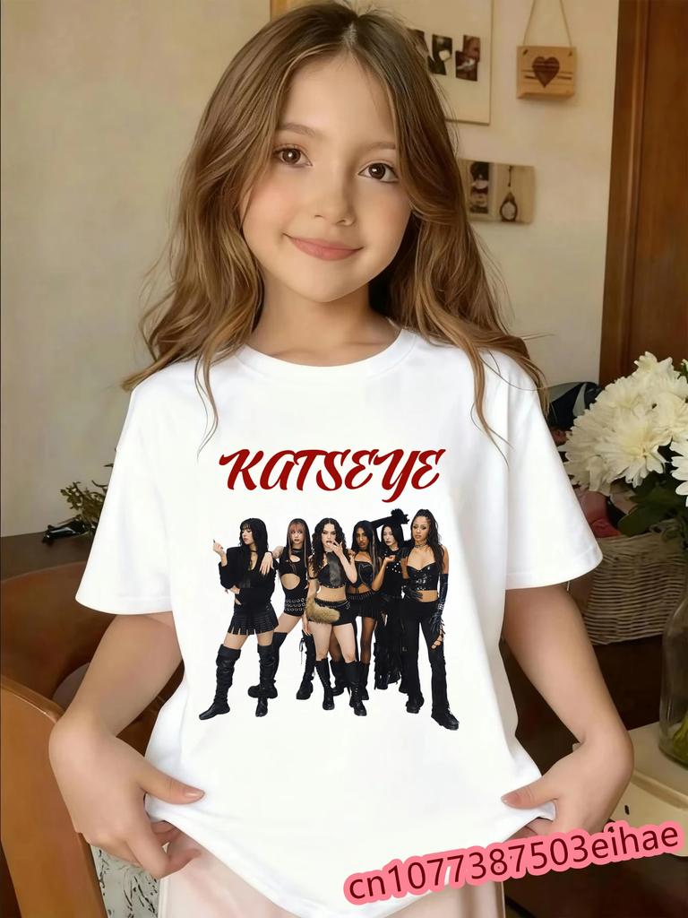 Y2K Daily Casual KATSEYE Music Children TeeCute Street Short Sleeve TopSummer Trend Outfit for Boys and Girls Young Kids