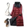 Autumn Winter Lightweight Oversized Collar Down Jacket for Women Mid-Length Over-the-Knee Reversible Outerwear