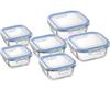 Microwave and Oven Safe Heat-Resistant Glass Containers, 300ml X 2, 510ml X 2, and 800ml X 2, Resh ME-7400