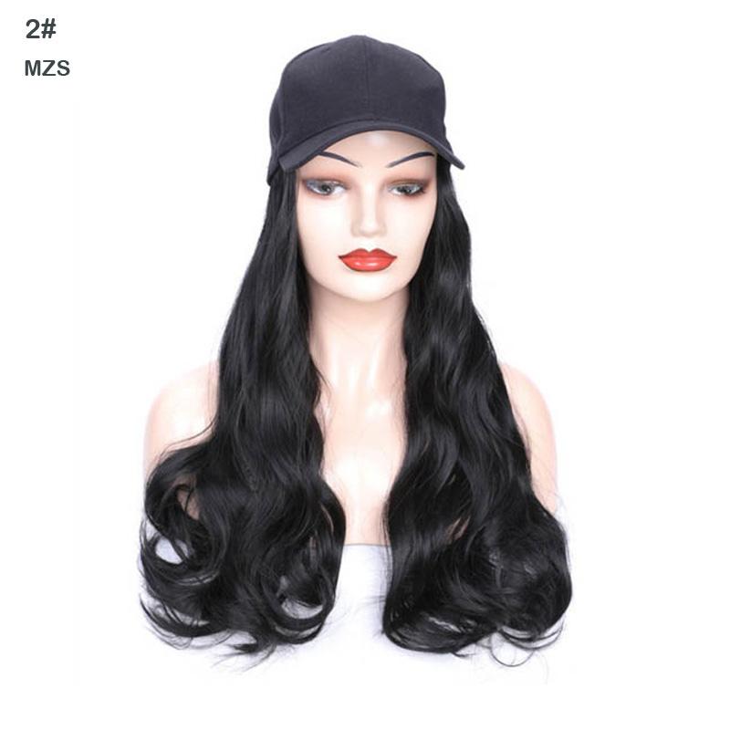 Hair Wig With Baseball Cap Straight&Wave Curly Hair Women Girl's Wigs