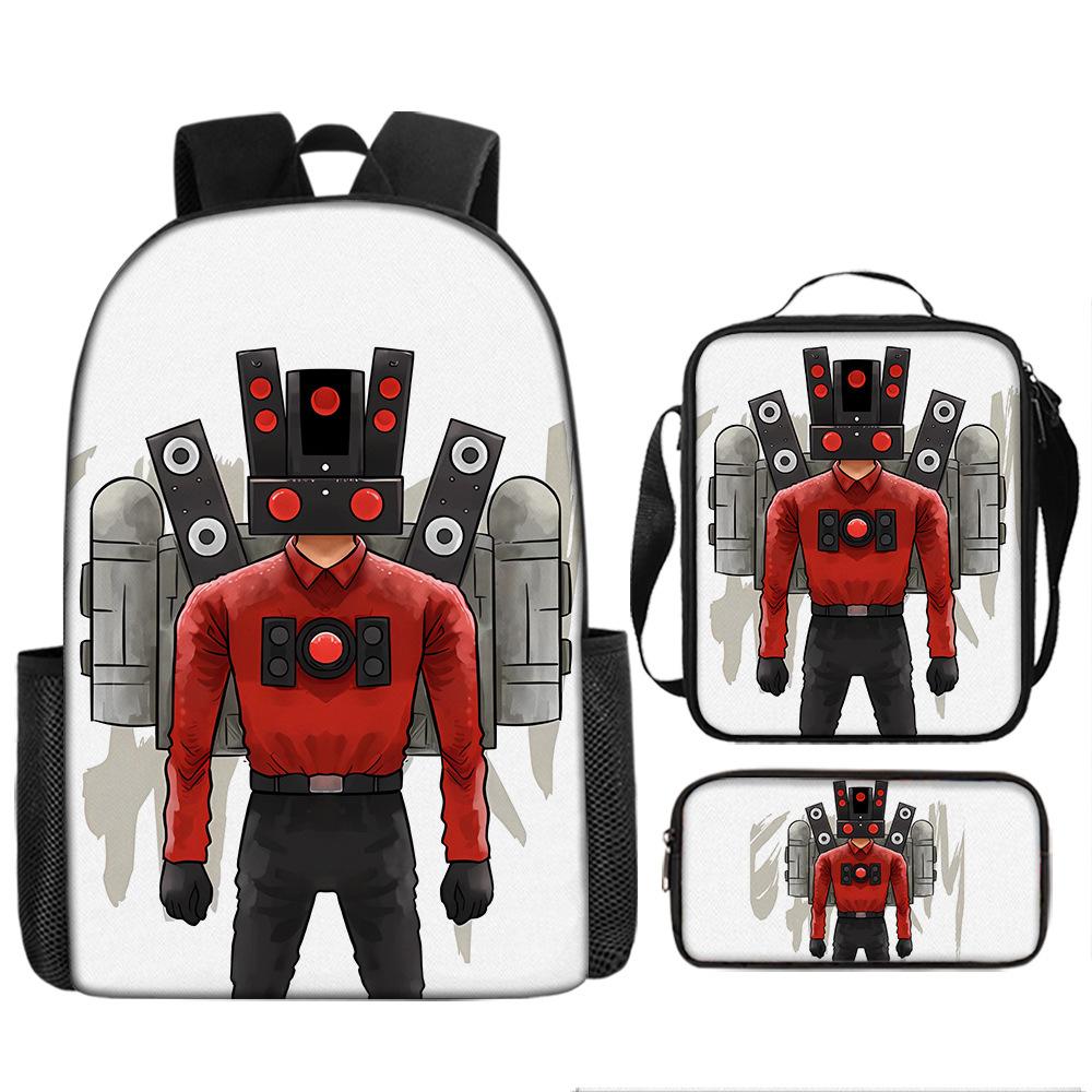 Skibidi toiletman schooltas titan monitorman rugzak schoudertas etui driekoppige set