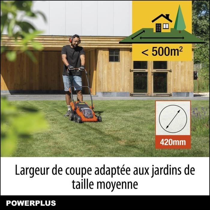 Tondeuse à Gazon sur Batterie 40V Dual Power POWDPGLWS2 - 420mm Ø, Sac de Collecte 50L