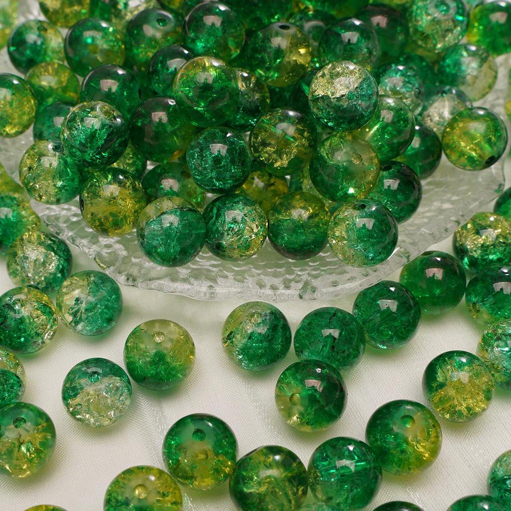 8/10mm Crackle Glass Beads for DIY Jewelry - Round Beads for Bracelets & Necklaces