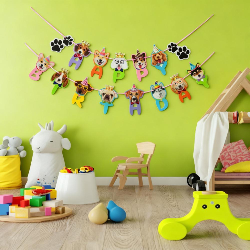 Spot Kitten Puppy Birthday Flag Multi-Style Party Decoration Banner Holiday Party Scene Arrangement Flag