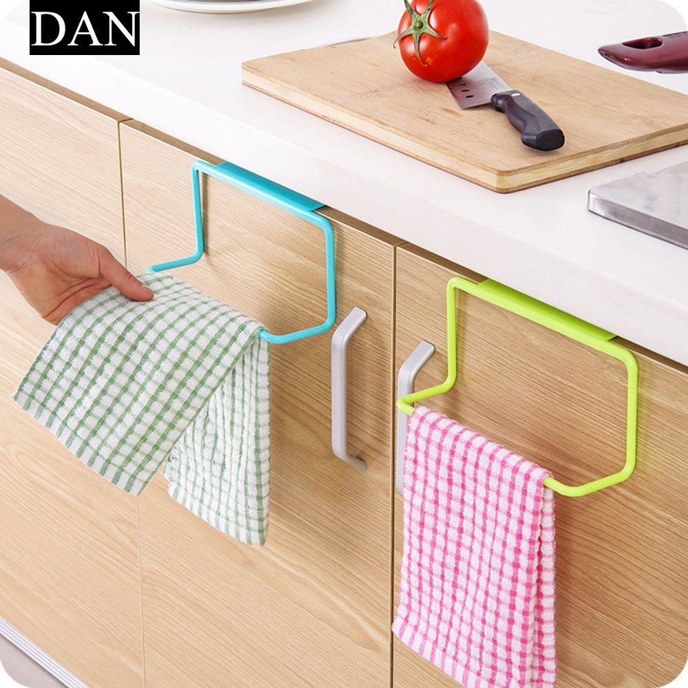 1Pc Over Door Tea Towel Holder Rack Rail Cupboard Hanger Bar Hook Bathroom Kitchen Top Home Organization Candy Colors