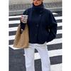 Damen Vintage Stehkragen Jacke Freizeit Unifarben Oberbekleidung Herbst Winter Kleine Frauen