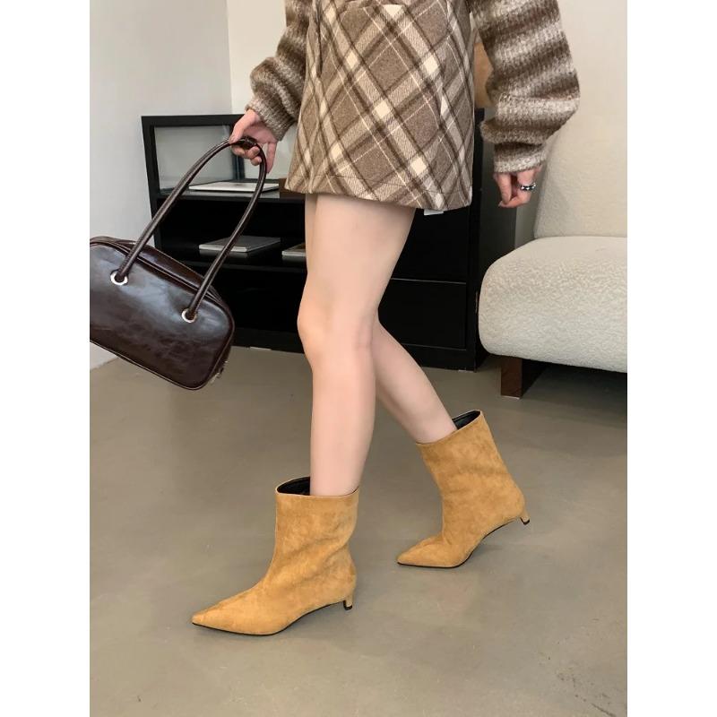 Eilyken Autumn Winter Pointed Toe Ankle  Boots Women Designer Vintage Thin Low Heel Shoes Modern SHort Botas Zapatos De Mujer