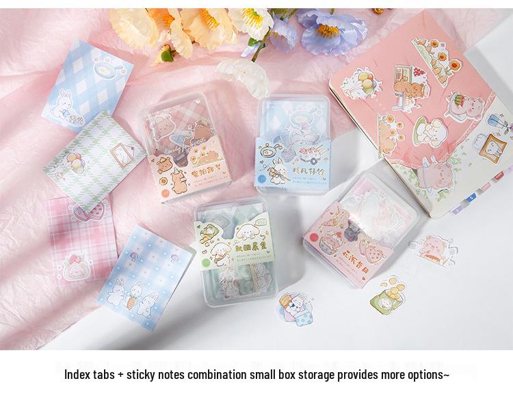 Notas Adesivas Fofas de Desenho Animado, Adesivos para Diário e Abas de Índice DIY - Etiquetas de Papelaria Estudantil Estilo Fresco