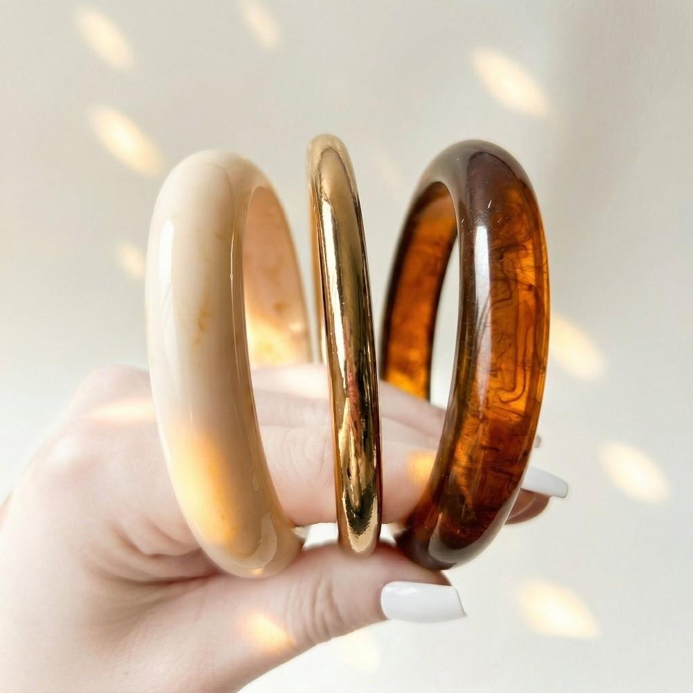 3/4 Pcs Smudged Thin Resin Bracelet Set Marble Pattern Cuff Bracelet Set New Round Bangles Gifts