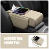 5-in-1 Car Armrest Organizer with Tissue Cup Holder USB Charging Port Ambient Light Car Interior Storage Booster Pad for Most Vehicles Portable Car