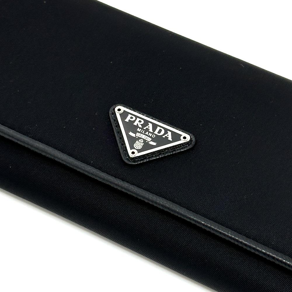 PRADA 1MH132 Triangle logo plate Long Wallet with Pass Case Flap Folded wallet