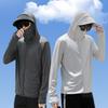 Men Sunscreen Jacket Hooded Long Sleeve Zipper Placket Sun Protection Clothing Solid Color Breathable