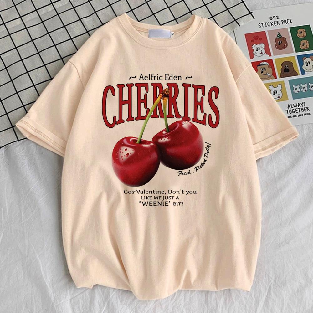 Cherry t-shirt female Graphic Trendy 2000s hip hop Classic Digital t shirt Psychedelic Comfortable kawaii Classic Trendy