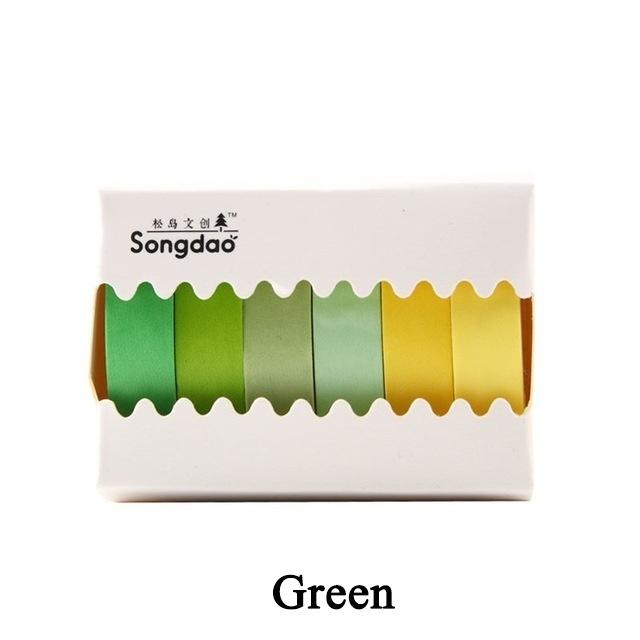 6 Rolls/lot Rainbow Masking Tape Washi Tape Solid Color Masking Washi Sticky PaperTape Adhesive Decoration