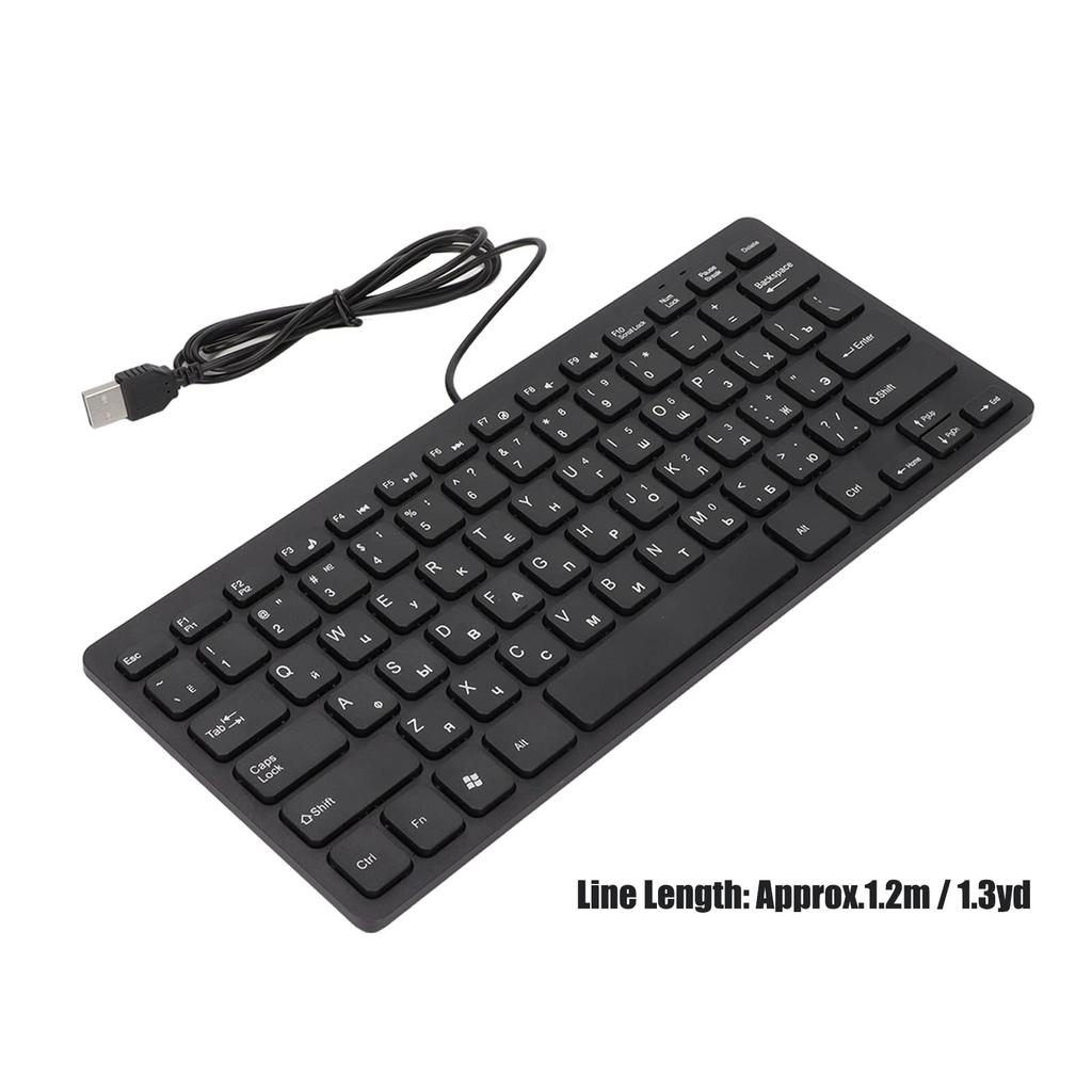 Topiky USB Keyboard, 78 Keys Russian German French Wired Computer Keyboard Mute Ultra-Thin Desktop Keyboard for Office or Home Use (Russian)