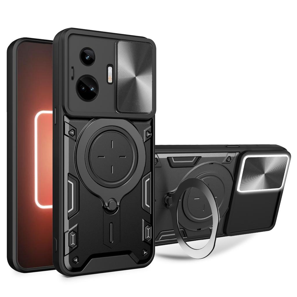For Realme GT3 5G/GT Neo 5 5G PC+TPU Rotate Kickstand Cover Slide Lens Protection Shockproof Phone Case