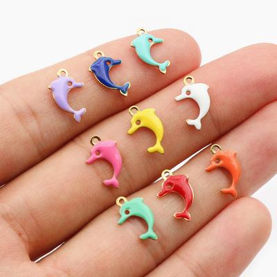 20 sztuk 13x8mm Stal nierdzewna Urocze Małe Delfiny Emaliowane Zawieszki Wisiorek Stal nierdzewna DIY Akcesoria do Tworzenia Biżuterii