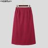 INCERUN Men Zip-up High Waist Big Swing Pleated Skirts Kilts