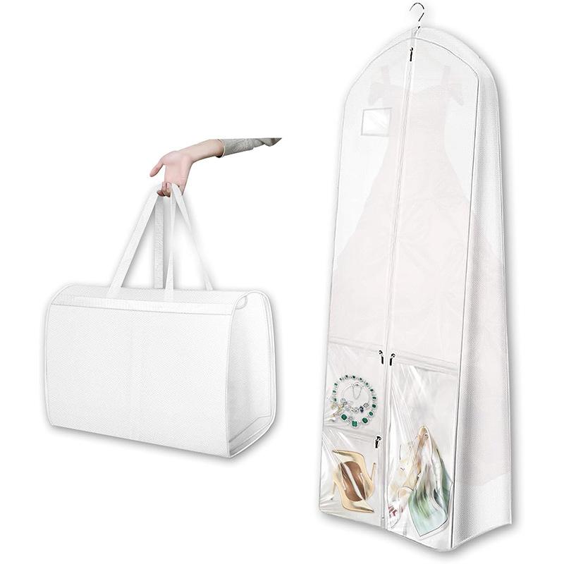 1pcs Non-Woven Wedding Dress Suit Garment Bag Dustproof Moisture-Proof Storage Bag with Handle for Gown Dress Cover