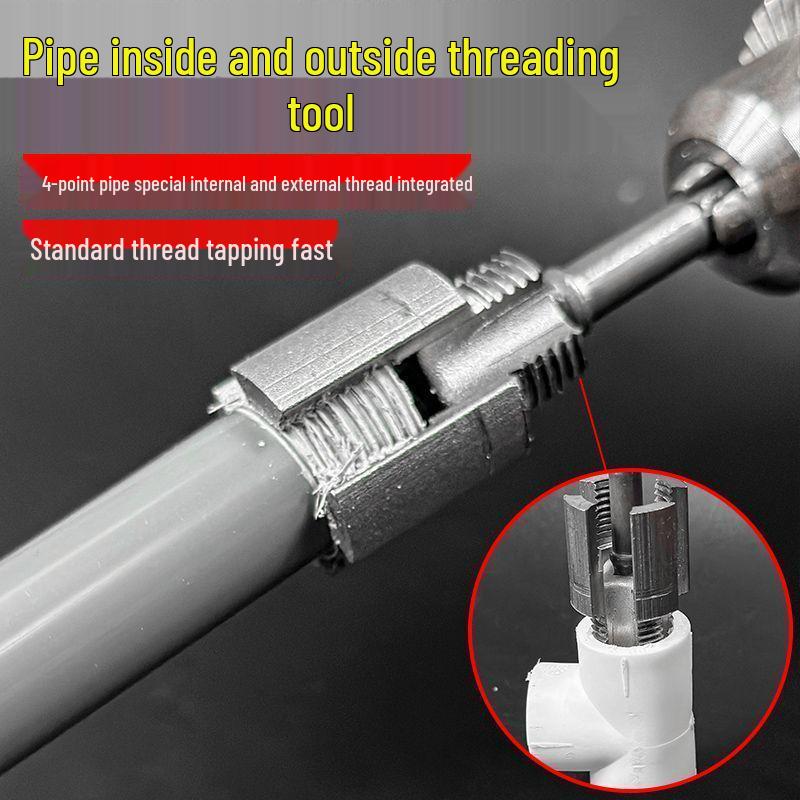 Universal Electric Drill Water Pipe Tap Opener (PPR/PE/PVC Compatible), Inside/Outside Thread, 46 Points