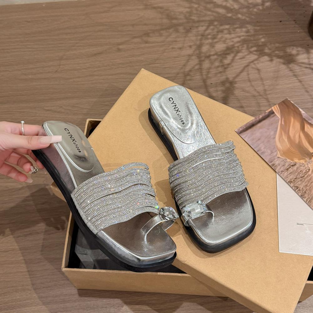 Slippers Women Summer Slides Fashion Shoes Rubber Flip Flops Heeled Mules Pantofle Luxury Soft Hawaiian High Glitter 2025