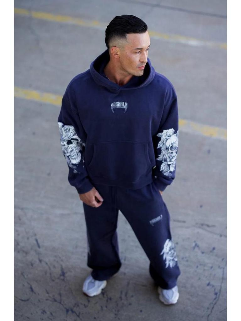 YOUNGLA Men's Retro Streetwear Hoodie - New Autumn/Winter Sports Fitness Running Sweatshirt